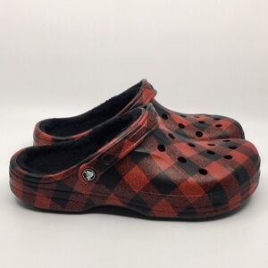 CROCS Shoes Crocs Buffalo Plaid Red And Black Faux Sherpa
